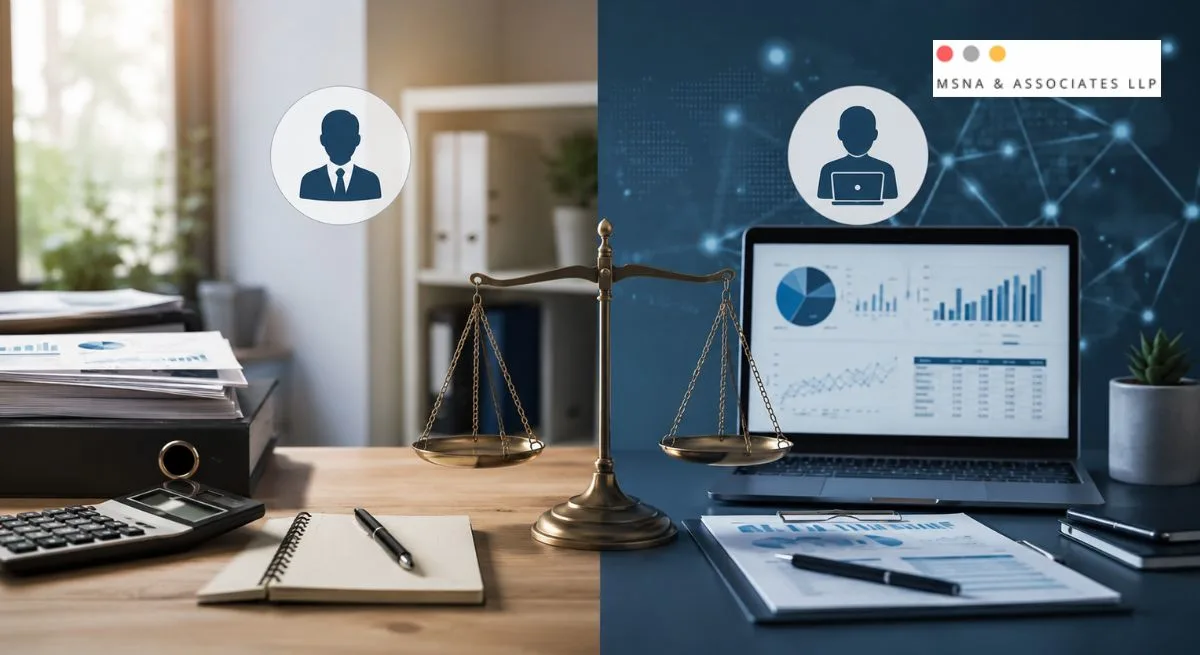 Virtual CFO vs Finance Manager comparison showing strategic financial planning, business reporting, budgeting, and executive finance decision-making for growing businesses-MSNA ASSOCIATES