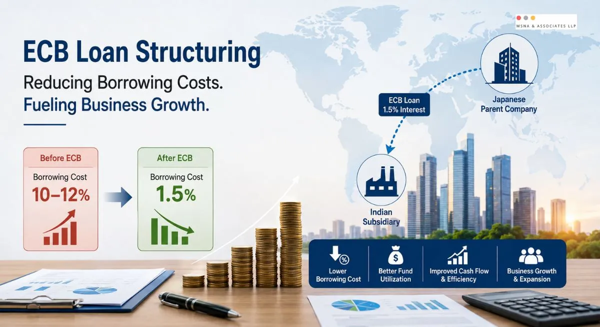 ECB loan structuring for an Indian subsidiary to reduce borrowing costs from 10–12% to 1.5% - MSNA ASSOCIATES