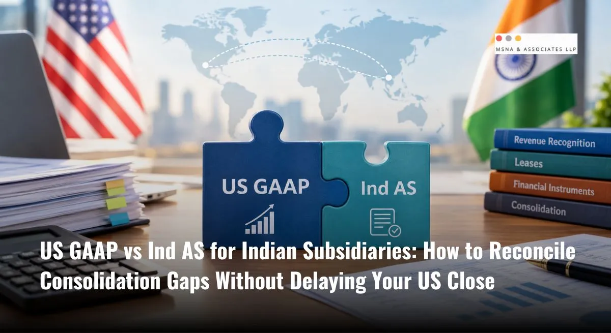 US GAAP vs Ind AS reconciliation for Indian subsidiaries showing cross-border accounting and financial reporting alignment-MSNA ASSOCIATES