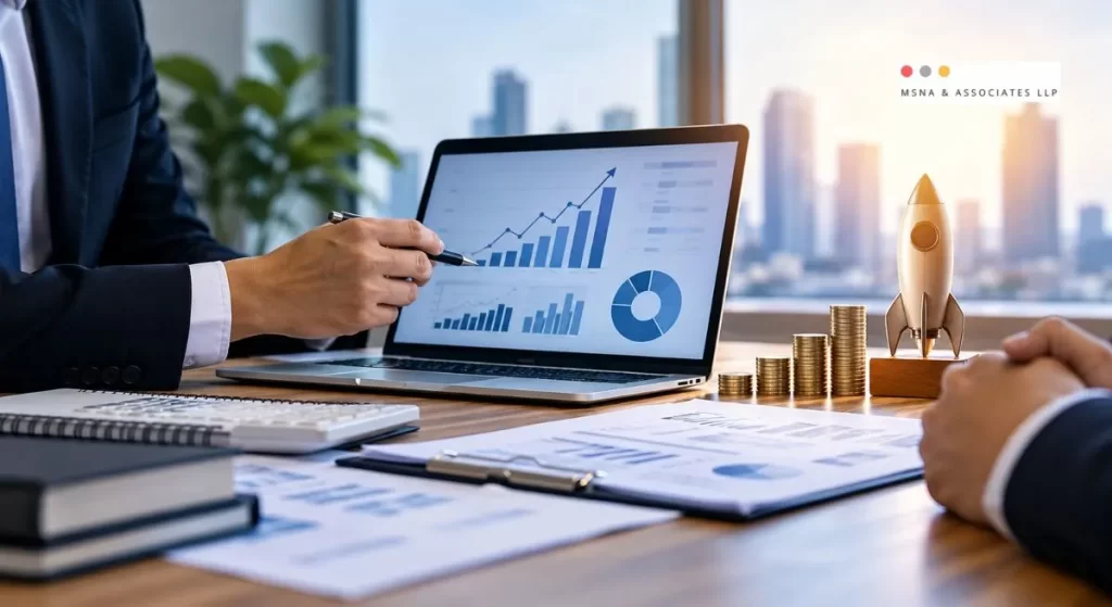 Virtual CFO for Series A funding supporting startup valuation analysis, equity dilution modelling, and fundraising strategy-MSNA ASSOCIATES