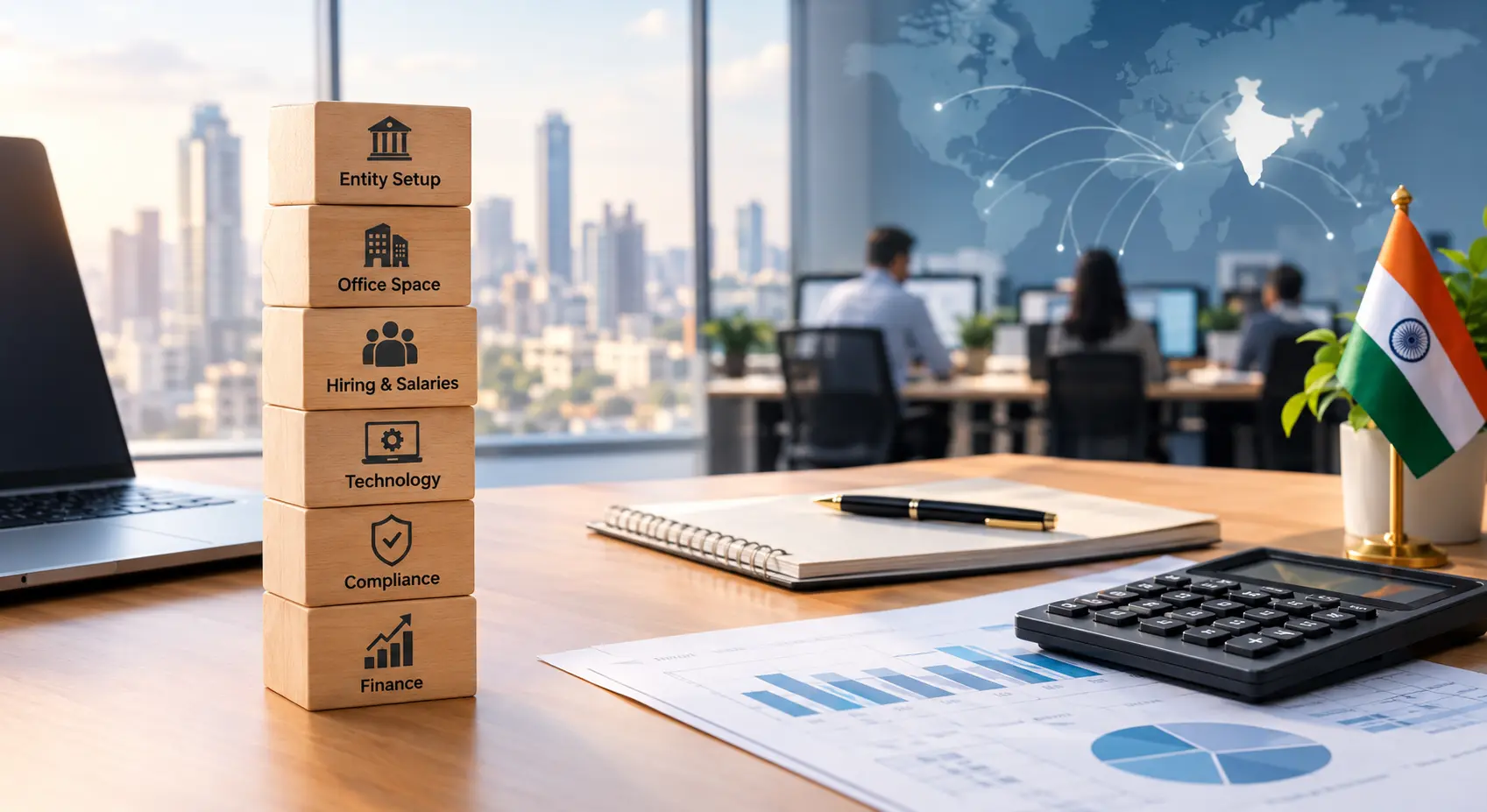 Cost to set up GCC in India in 2026, showing office infrastructure, hiring, technology, compliance, and financial planning-MSNA ASSOCIATES