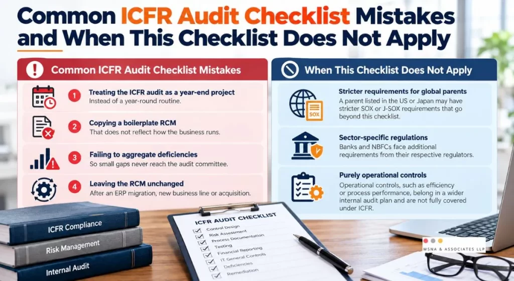 Common ICFR Audit Checklist mistakes and exceptions-MSNA ASSOCIATES